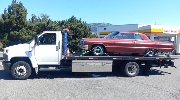 Classic car on flatbed